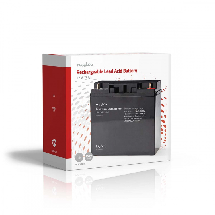 Nedis Genopladeligt blybatteri | Bly-syre | Opladningsbar | 12 V | 17000 mAh