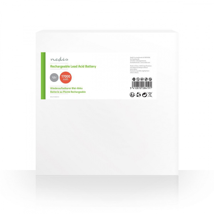 Nedis Genopladeligt blybatteri | Bly-syre | Opladningsbar | 12 V | 17000 mAh