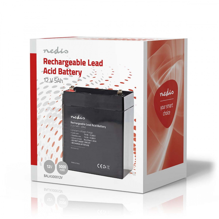 Nedis Genopladeligt blybatteri | Bly-syre | Opladningsbar | 12 V | 5000 mAh