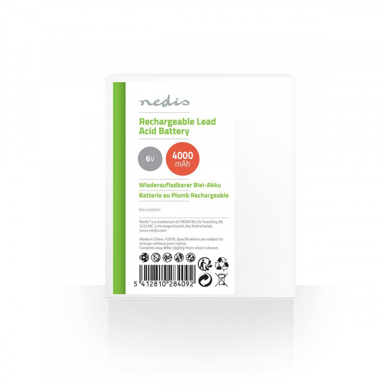 Nedis Genopladeligt blybatteri | Bly-syre | Opladningsbar | 6 V | 4000 mAh