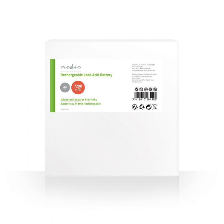 Nedis Genopladeligt blybatteri | Bly-syre | Opladningsbar | 6 V | 7200 mAh