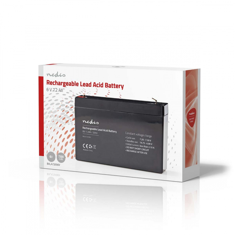 Nedis Genopladeligt blybatteri | Bly-syre | Opladningsbar | 6 V | 7200 mAh