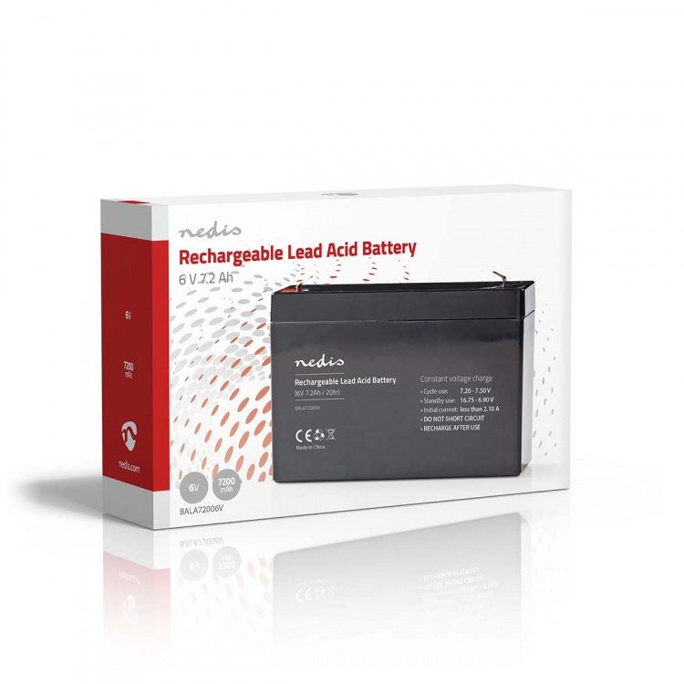 Nedis Genopladeligt blybatteri | Bly-syre | Opladningsbar | 6 V | 7200 mAh