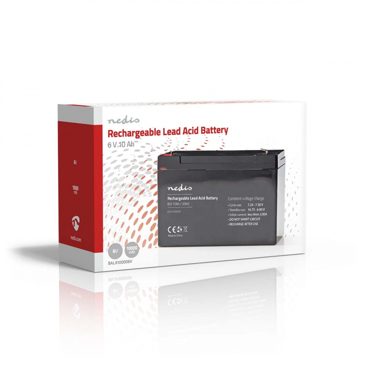Nedis Genopladeligt blybatteri | Bly-syre | Opladningsbar | 6 V | 10000 mAh