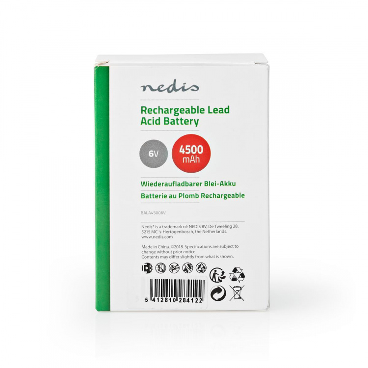 Nedis Genopladeligt blybatteri | Bly-syre | Opladningsbar | 6 V | 4500 mAh