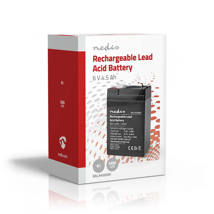 Nedis Genopladeligt blybatteri | Bly-syre | Opladningsbar | 6 V | 4500 mAh
