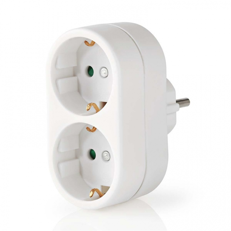 Nedis Strømstik Splitter | Type F (CEE 7/7) | 250 V AC 50 Hz | Stikprop med sidebens jord / Type F (CEE 7/7) | 250 V AC 50/60 Hz | 16.0 A | 3500 W | Hvid