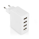 Nedis Vægoplader | 24 W | Hurtigopladningsfunktion | 4x 2.4 A | Antal output: 4 | 4x USB-A | Uden Kabel | Single Voltage Output | Hvid