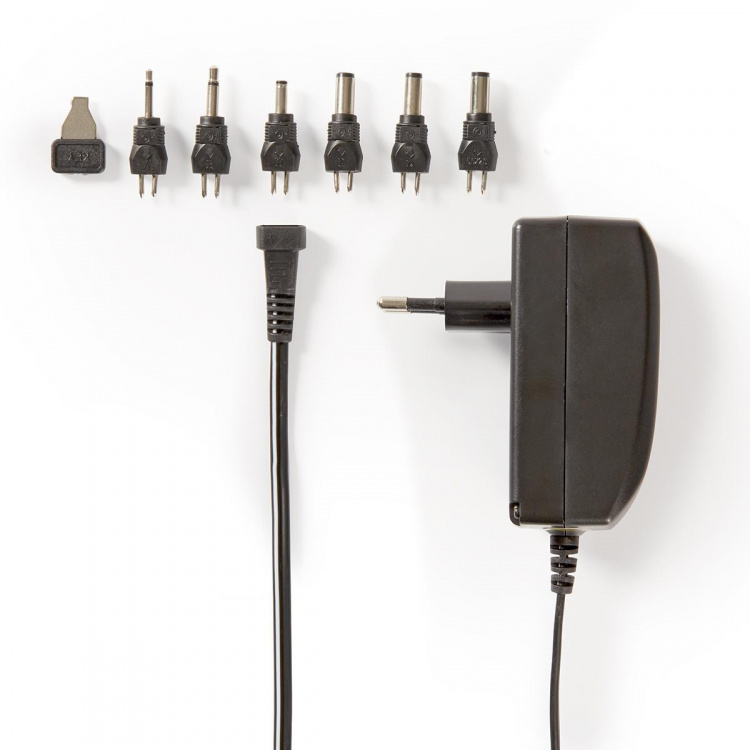Nedis Universal AC Power Adapter | 24 W | 9 - 24 V DC | 1.80 m | 1.0 A - 1.5 A A | 6 plug(s) | Sort