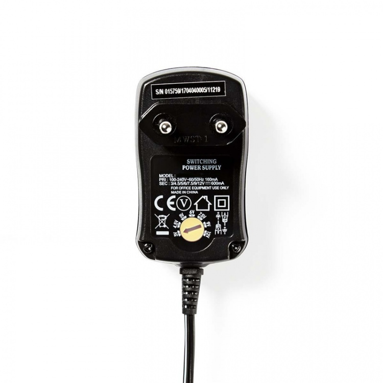 Nedis Universal AC Power Adapter | 7.20 W | 3 - 12 V DC | 1.80 m | 1.0 A A | 6 plug(s) | Sort
