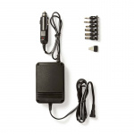 Nedis Universal DC Power Adapter | Biladapter | 24 W | Indgangsspænding: 12 V DC / 24 V DC | 1.5 / 3 / 4.5 / 6 / 7.5 / 9 / 12 V DC | Maksimal udgangsstrøm pr. port: 2.0 A | Sort