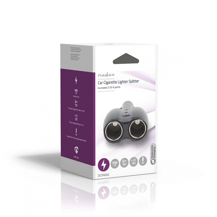 Nedis Universal DC Power Adapter | Biladapter | 120 W | Indgangsspænding: 12 V DC | 12 V DC | Maksimal udgangsstrøm pr. port: 10 A | Sort