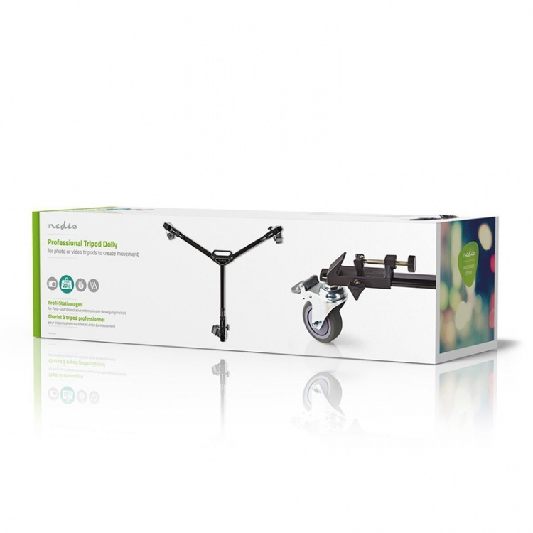 Nedis Stativ Dolly | Maksimal belastningskapacitet: 20.0 kg | Stativ diameterområde: 29.0 mm | Rejsetaske inkluderet | Benlåse | Aluminium | Sort