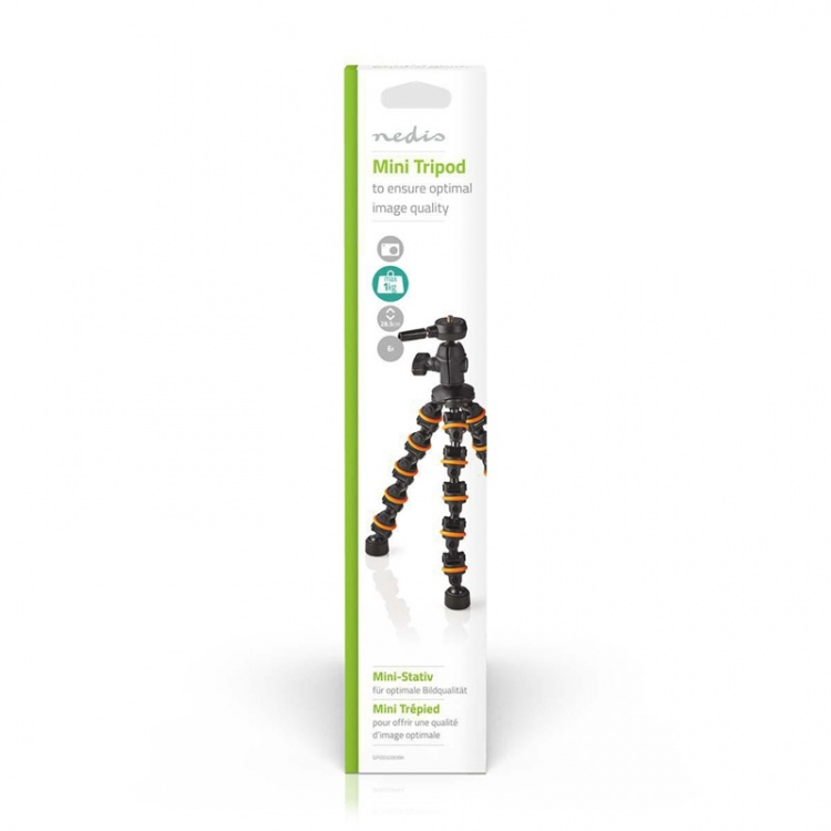 Gorillapod | Maksimal belastningskapacitet: 1.0 kg | 26.0 cm | 6 Segmenter | Kuglehoved | ABS / Plastik | Orange / Sort