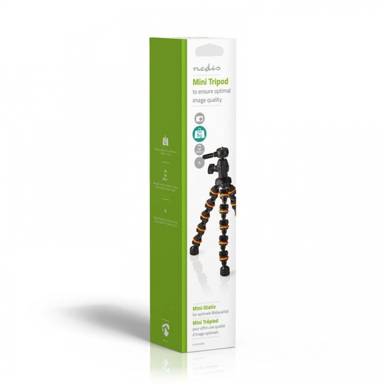 Gorillapod | Maksimal belastningskapacitet: 1.0 kg | 26.0 cm | 6 Segmenter | Kuglehoved | ABS / Plastik | Orange / Sort