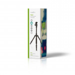 Nedis Stativ | Maksimal belastningskapacitet: 3.0 kg | Minimum arbejdshøjde: 17.5 cm | Maksimal arbejdshøjde: 145.0 cm | 3 Segmenter | Kuglehoved | Rejsetaske inkluderet | Vendbar midtersøjle | ABS / Aluminium | Sort