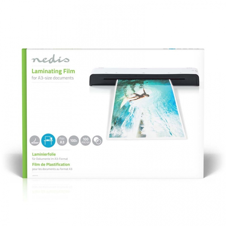 Nedis Lamminerings Film | A3 | Tykkelse: 100 µm | Pakket pr: 100 stk. | Plastik | Gennemsigtig Nedis Lamminerings Film | A3 | Tykkelse: 100 µm | Pakket pr: 100 stk. | Plastik | Gennemsigtig