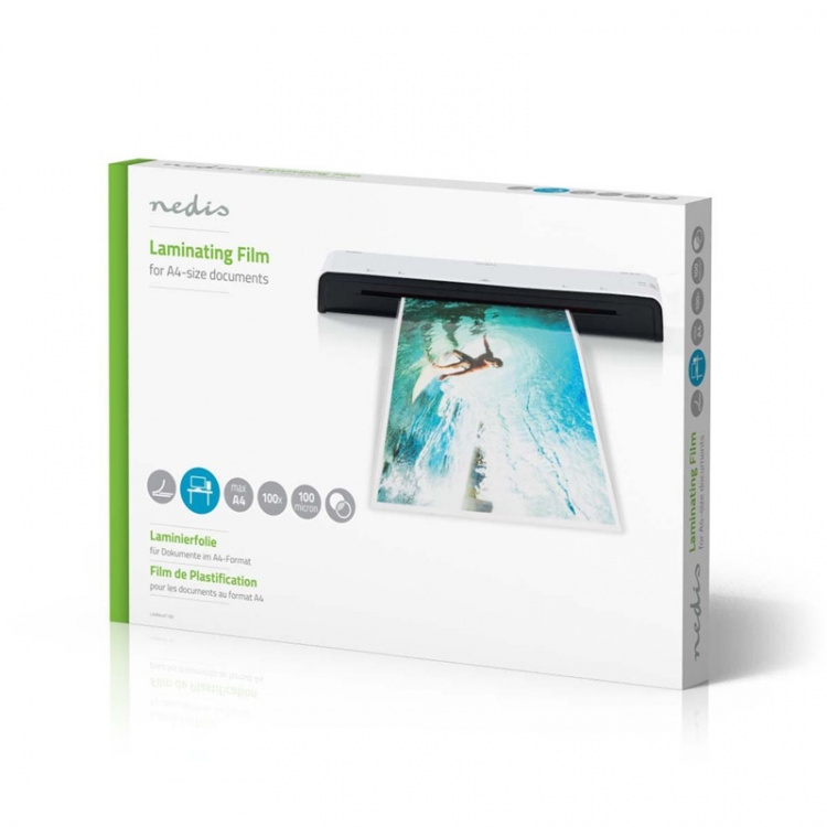 Nedis Lamminerings Film | A4 | Tykkelse: 100 µm | Pakket pr: 100 stk. | Plastik | Gennemsigtig Nedis Lamminerings Film | A4 | Tykkelse: 100 µm | Pakket pr: 100 stk. | Plastik | Gennemsigtig