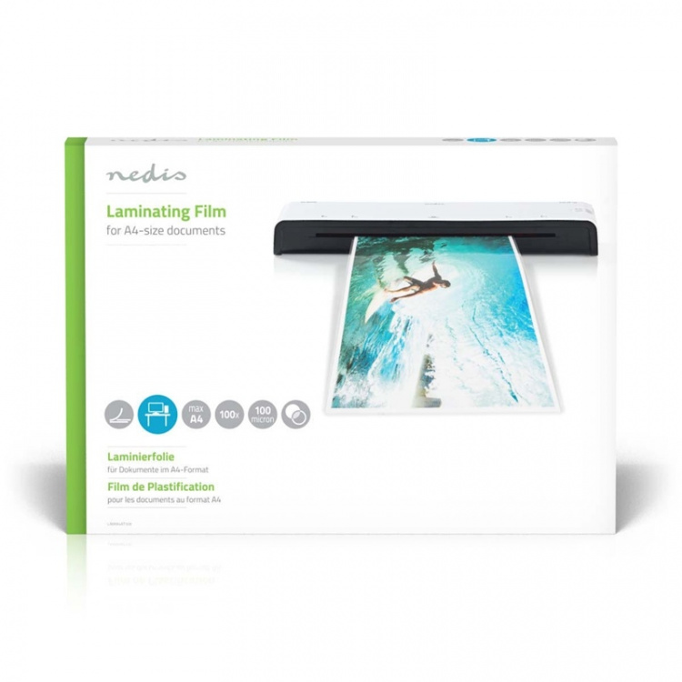 Nedis Lamminerings Film | A4 | Tykkelse: 100 µm | Pakket pr: 100 stk. | Plastik | Gennemsigtig Nedis Lamminerings Film | A4 | Tykkelse: 100 µm | Pakket pr: 100 stk. | Plastik | Gennemsigtig