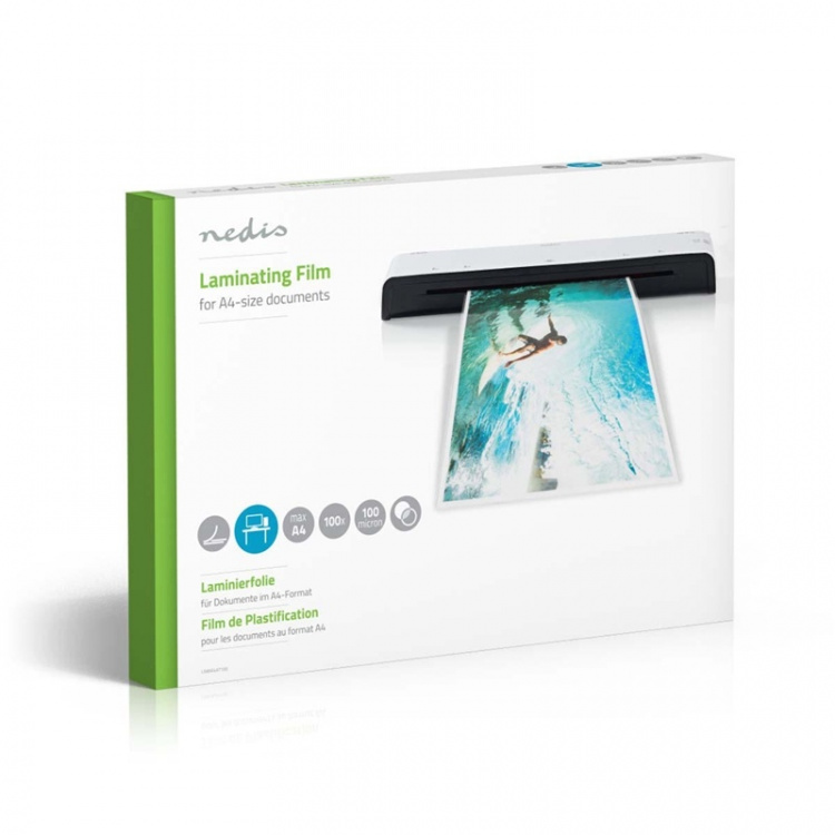 Nedis Lamminerings Film | A4 | Tykkelse: 100 µm | Pakket pr: 100 stk. | Plastik | Gennemsigtig Nedis Lamminerings Film | A4 | Tykkelse: 100 µm | Pakket pr: 100 stk. | Plastik | Gennemsigtig