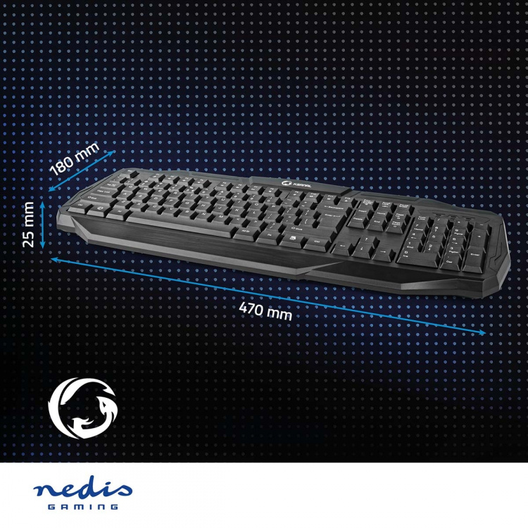 Nedis Wired Gaming Keyboard | USB 2.0 | Membrane Nøgler | LED | US international | US layout | USB Drevet | Strømkabellængde: 1.50 m | Gaming