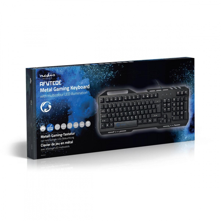 Nedis Wired Gaming Keyboard | USB 2.0 | Membrane Nøgler | LED | US international | US layout | USB Drevet | Strømkabellængde: 1.50 m | Gaming
