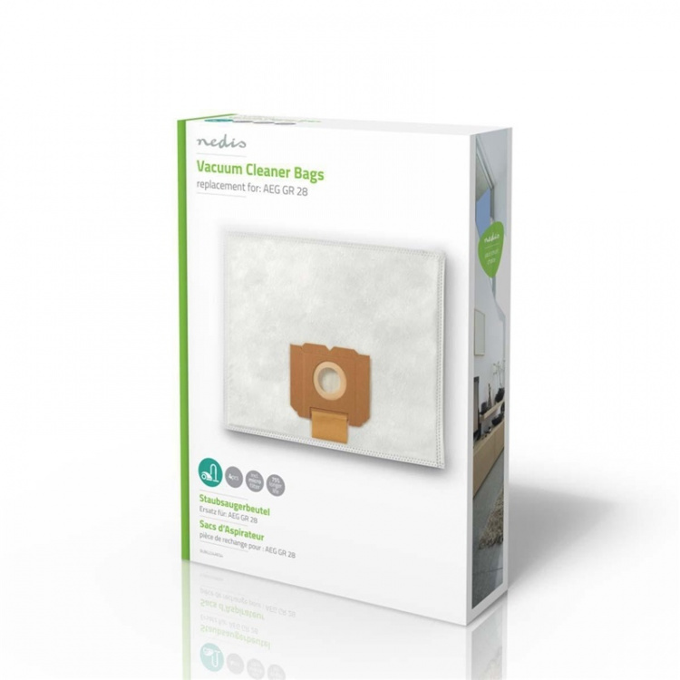 Nedis Støvsugerpose | 4 stk. | Syntetisk | Mest solgt for: AEG | Hvid