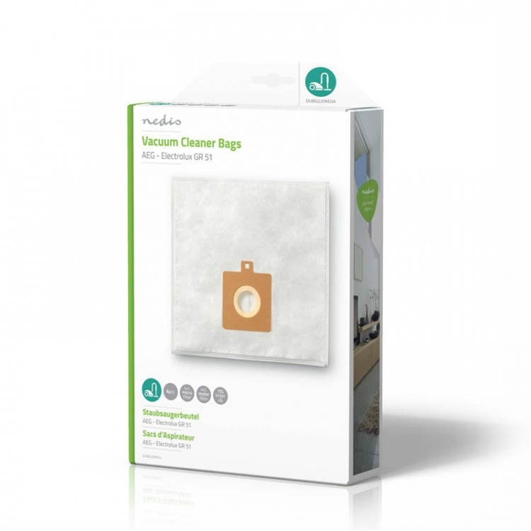 Nedis Støvsugerpose | 4 stk. | Syntetisk | Mest solgt for: AEG / Electrolux | Hvid