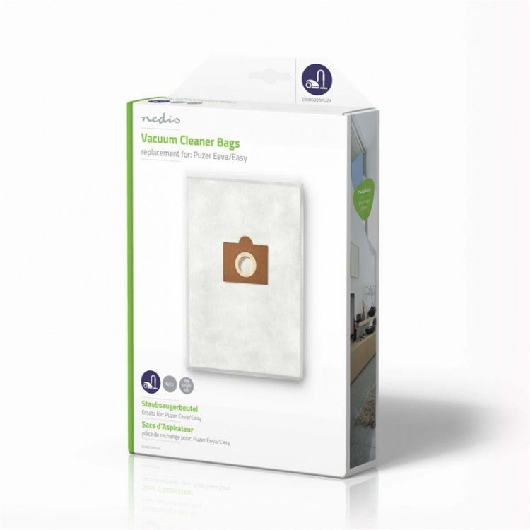 Nedis Støvsugerpose | 4 stk. | Syntetisk | Mest solgt for: Puzer Eeva/Easy | Hvid