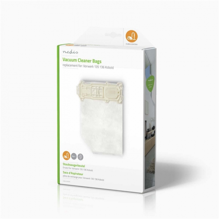 Nedis Støvsugerpose | 4 stk. | Syntetisk | Mest solgt for: Vorwerk 135136 Kobold | Hvid