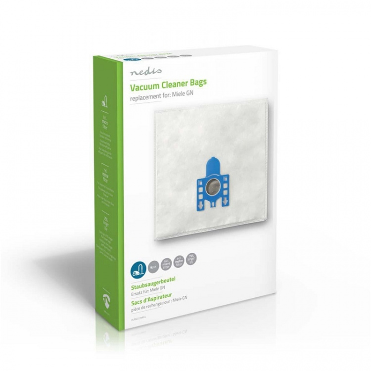Nedis Støvsugerpose | 4 stk. | Syntetisk | Mest solgt for: Miele | Hvid