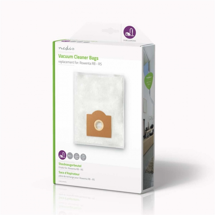 Nedis Støvsugerpose | 4 stk. | Syntetisk | Mest solgt for: Rowenta RB - RS | Hvid