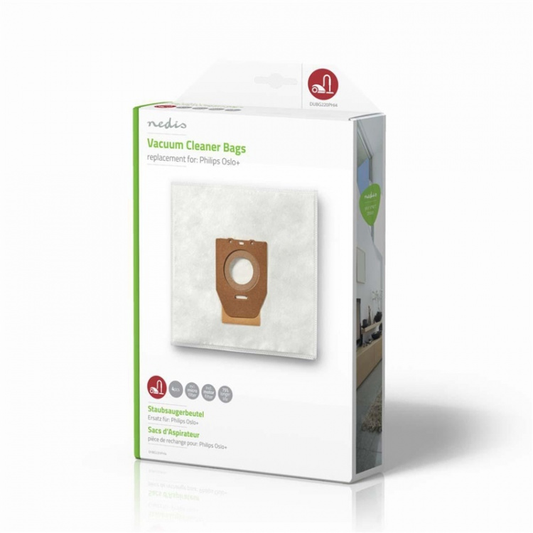Nedis Støvsugerpose | 4 stk. | Syntetisk | Mest solgt for: Philips | Hvid