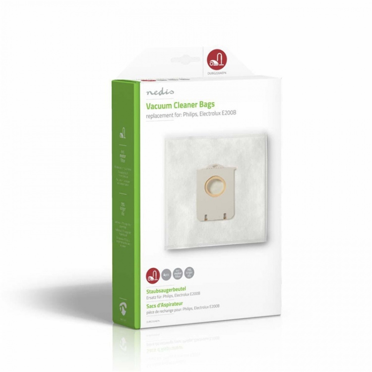 Nedis Støvsugerpose | 4 stk. | Syntetisk | Mest solgt for: Philips / Electrolux | Hvid