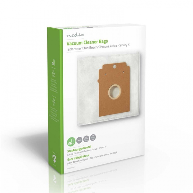 Nedis Støvsugerpose | 4 stk. | Syntetisk | Mest solgt for: Bosch / Siemens | Hvid