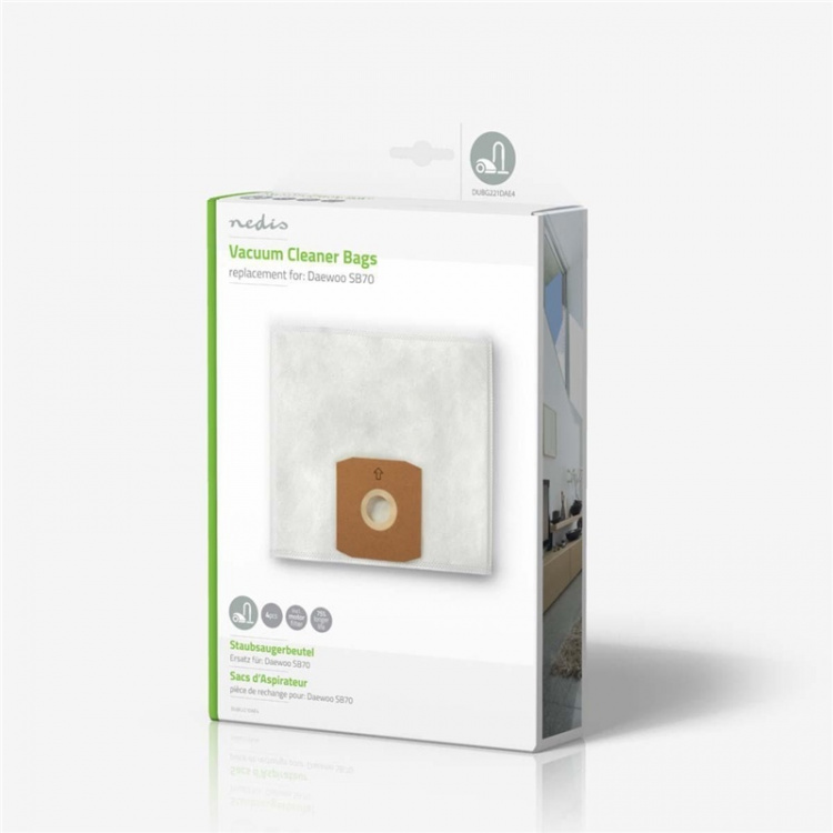 Nedis Støvsugerpose | 4 stk. | Syntetisk | Mest solgt for: Daewoo SB70 | Hvid