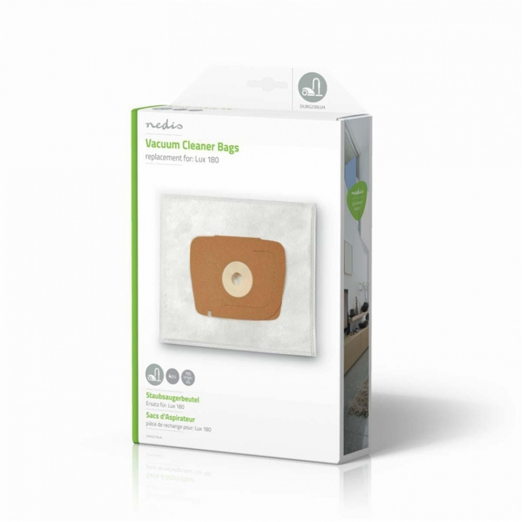 Nedis Støvsugerpose | 4 stk. | Syntetisk | Mest solgt for: Lux 180 | Hvid
