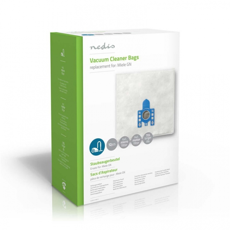 Nedis Støvsugerpose | 12 stk. | Syntetisk | Mest solgt for: Miele | Hvid