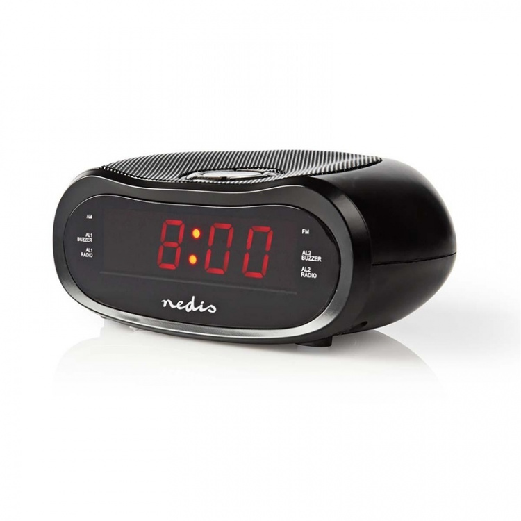 Nedis Digital vækkeur Radio | LED | AM / FM | Snooze funktion | Sleep timer | Antal alarmer: 2 | Sort