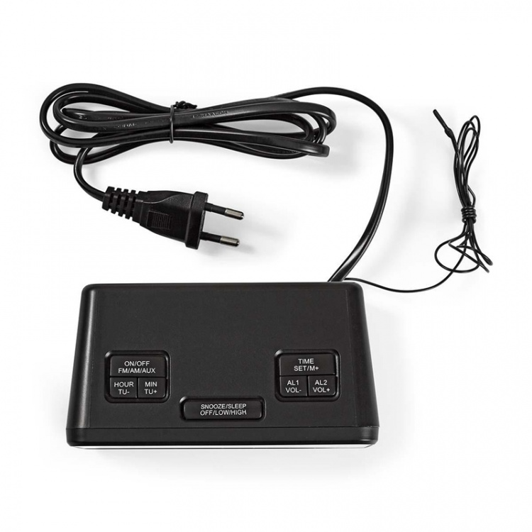 Nedis Digital vækkeur Radio | LED | 1x 3.5 mm Audio Input | Tidsprojektion | AM / FM | Snooze funktion | Sleep timer | Antal alarmer: 2 | Sort
