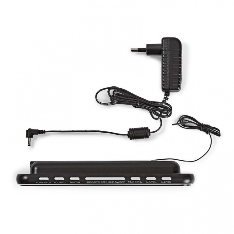 Nedis Digital vækkeur Radio | LED | 1x 3.5 mm Audio Input | Tidsprojektion | AM / FM | Snooze funktion | Sleep timer | Antal alarmer: 2 | Sort