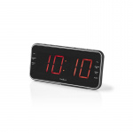 Nedis Digital vækkeur Radio | LED | 1x 3.5 mm Audio Input | Tidsprojektion | AM / FM | Snooze funktion | Sleep timer | Antal alarmer: 2 | Sort
