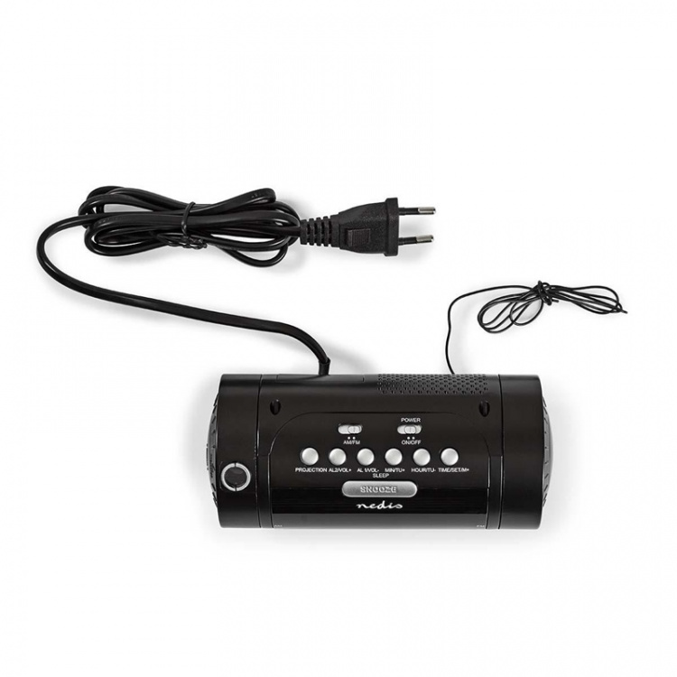 Nedis Digital vækkeur Radio | LED | Tidsprojektion | AM / FM | Snooze funktion | Sleep timer | Antal alarmer: 2 | Sort