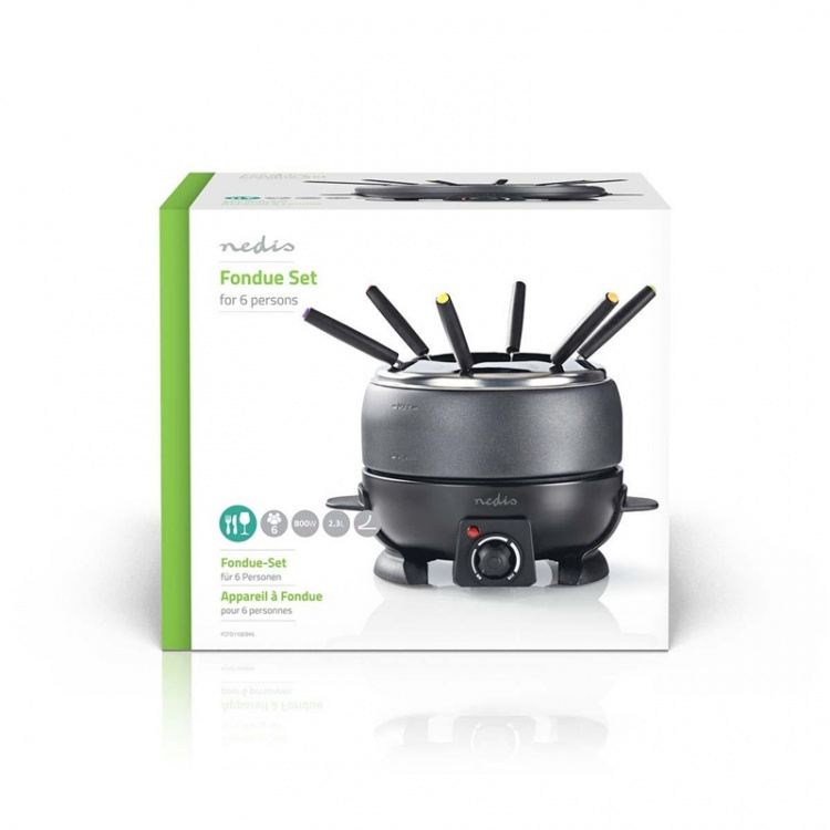 Nedis Fondue Set | 6 Personer | 2.3 l | Justerbar temperaturkontrol | 800 W | Cool berøringshåndtag | Skridsikker bund | Overophedningsbeskyttelse