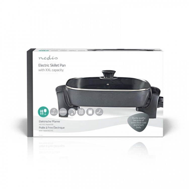 Nedis Elektrisk stegepande | 40 cm | Tykt, støbt aluminiumselement Nedis Elektrisk stegepande | 40 cm | Tykt, støbt aluminiumselement