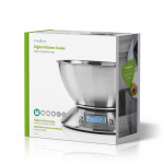 Nedis Køkkenvægt | Digital | Rustfri Stål | Timer funktion | Termometerfunktion | Aftagelig skål | Sølv