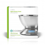 Nedis Køkkenvægt | Digital | Rustfri Stål | Timer funktion | Termometerfunktion | Aftagelig skål | Sølv