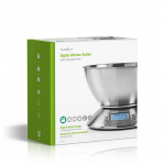 Nedis Køkkenvægt | Digital | Rustfri Stål | Timer funktion | Termometerfunktion | Aftagelig skål | Sølv