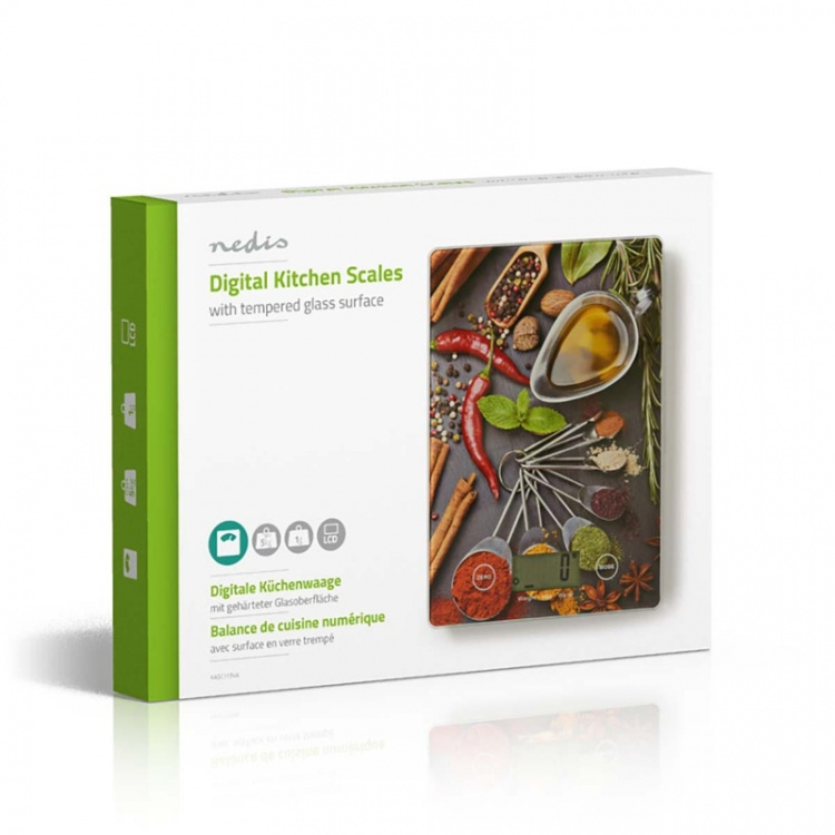 Nedis Køkkenvægt | Digital | Glas / Plastik | Flerfarvet