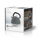 Nedis Elkedel | 1.8 l | Soft-Touch | Grå | Drejelig 360 grader | Skjult varmeelement | Strix®-controller | Beskyttelse mod kogetørring